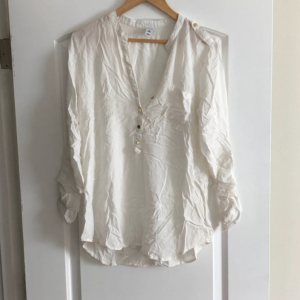 Old Navy white tunic with gold buttons